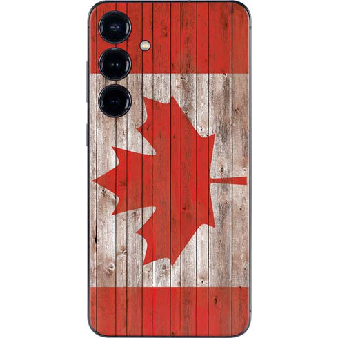 Canadian Flag Dark Wood Galaxy S25 Skin